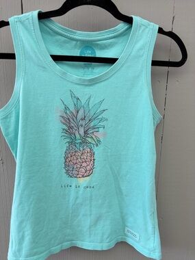 Life Is Good Aqua Floral Graphic Tank